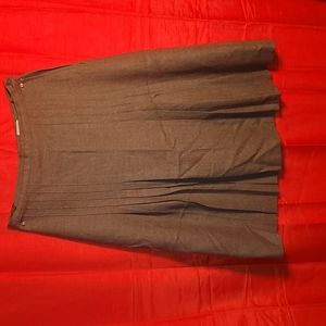 GRAY WOOL FRONT PLEATED SKIRT